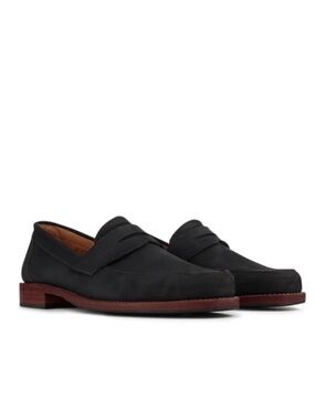 Adelante Women's Custom Made Slip On Black Nubuck Loafers Luca Penny Shoes Sz 8B
